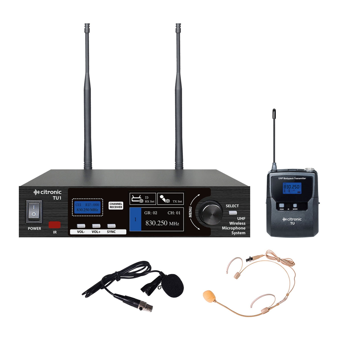 Citronic TU series bodypack wireless microphone systems – 1 Channel