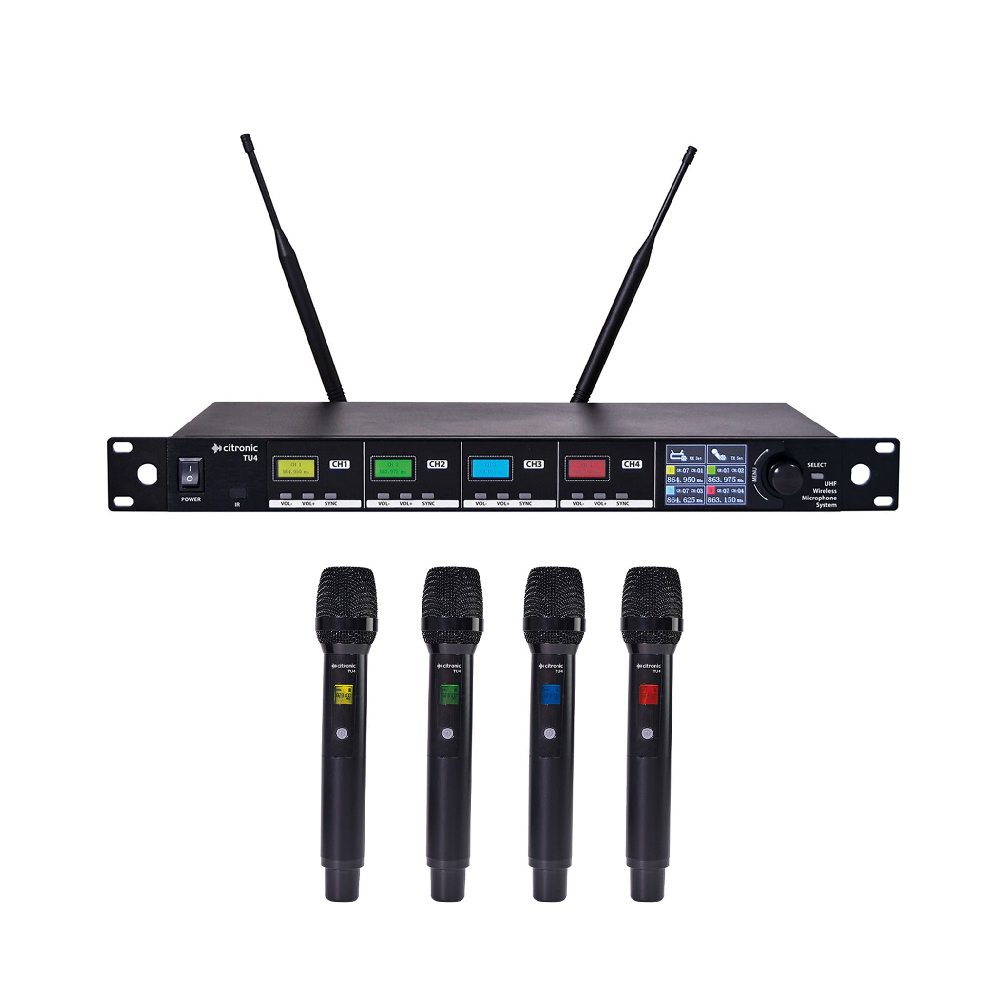 Citronic TU series handheld wireless microphone systems – 4 Channel