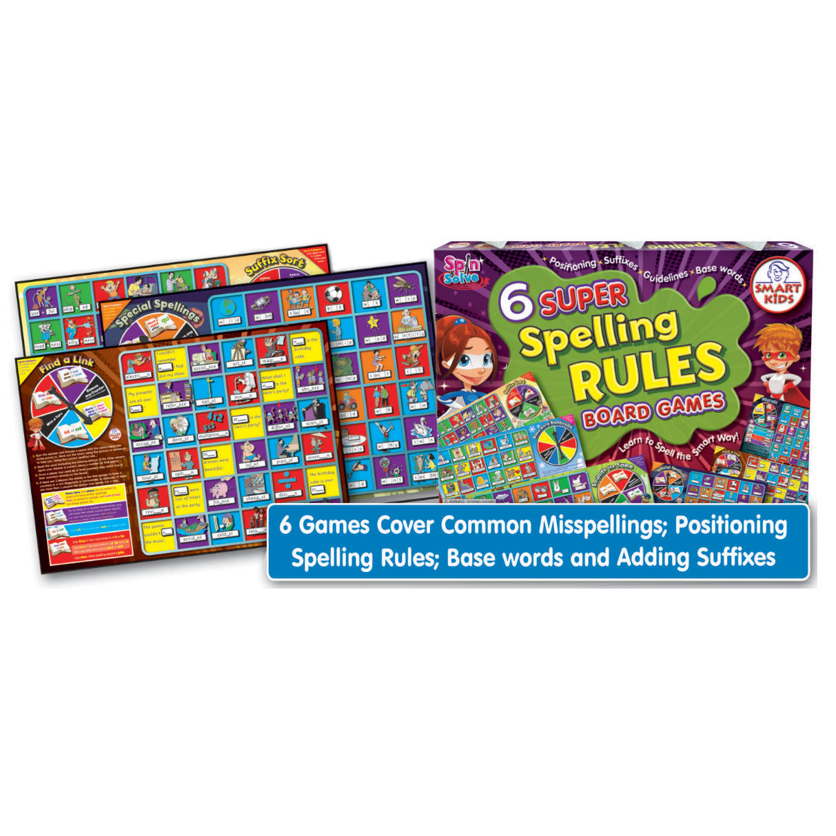 6 Super Spelling Rules Board Games