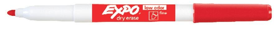 MARKER EXPO DRY ERASE LOW ODOR RED FINE PACK OF 12