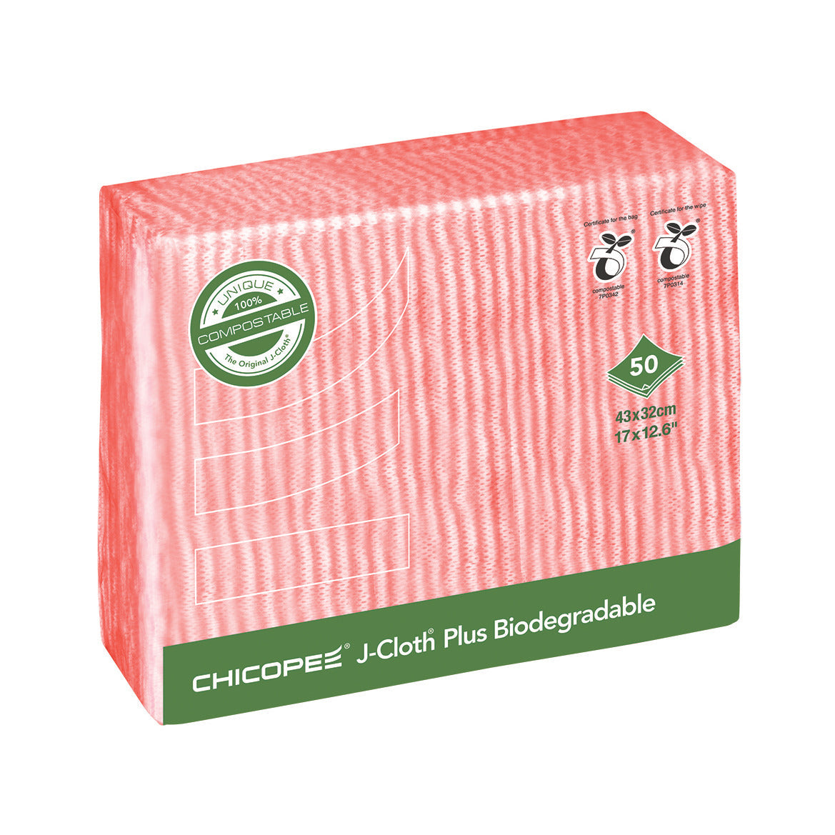 Chicopee J-Cloth Biodegrad Red Pk50