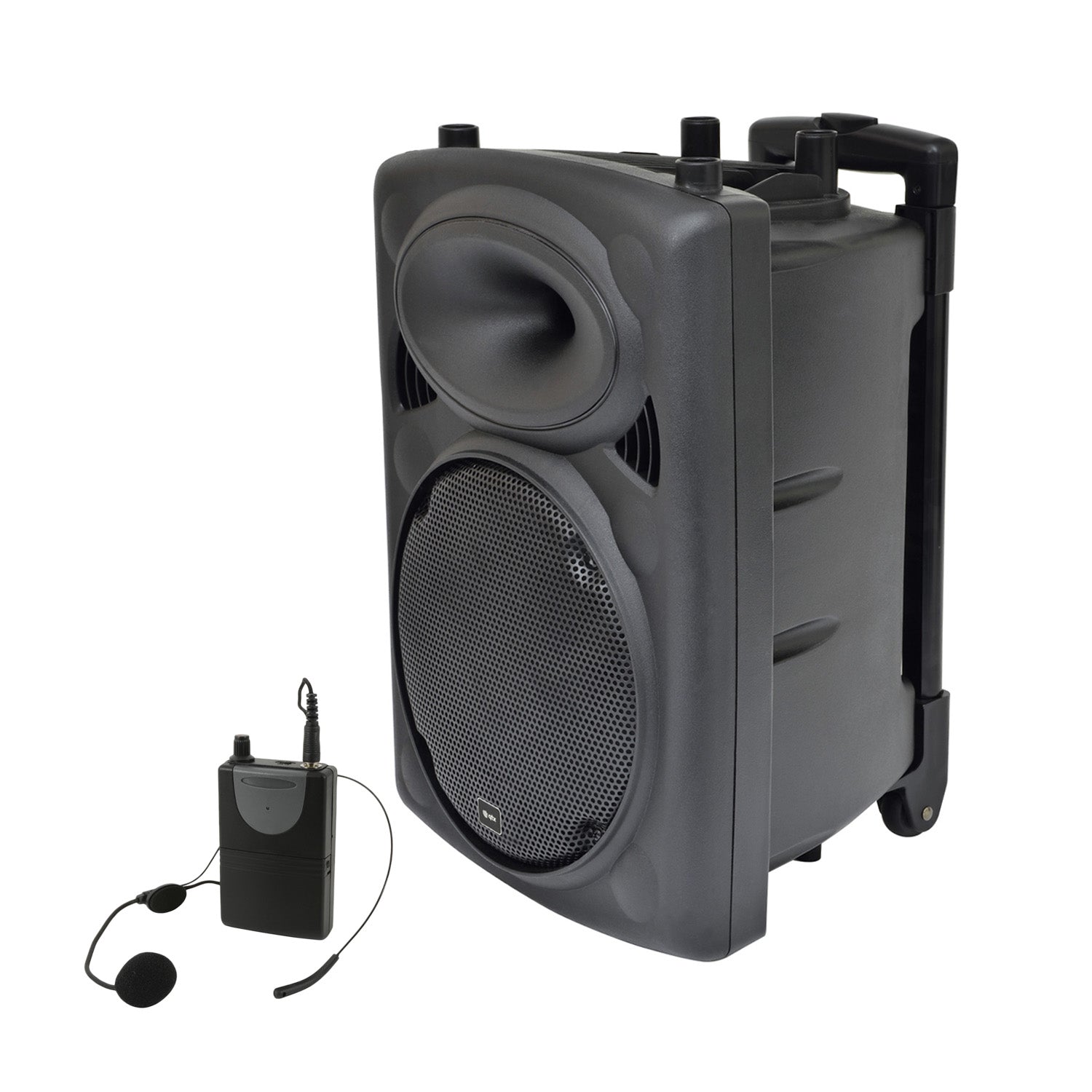 QTX QR10PA portable powered PA unit with neckband mic