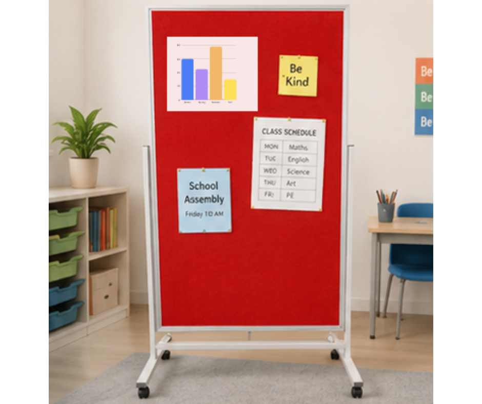 PIN BOARD W-STAND DUAL RED 180X100CM