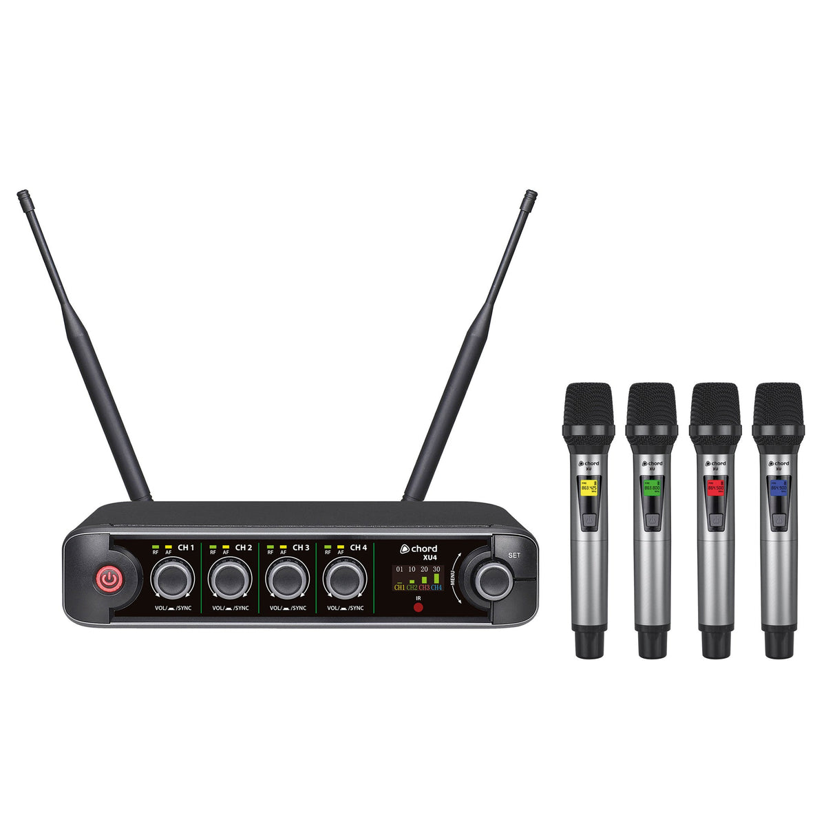 Chord XU series UHF wireless handheld microphone systems – 4 channel