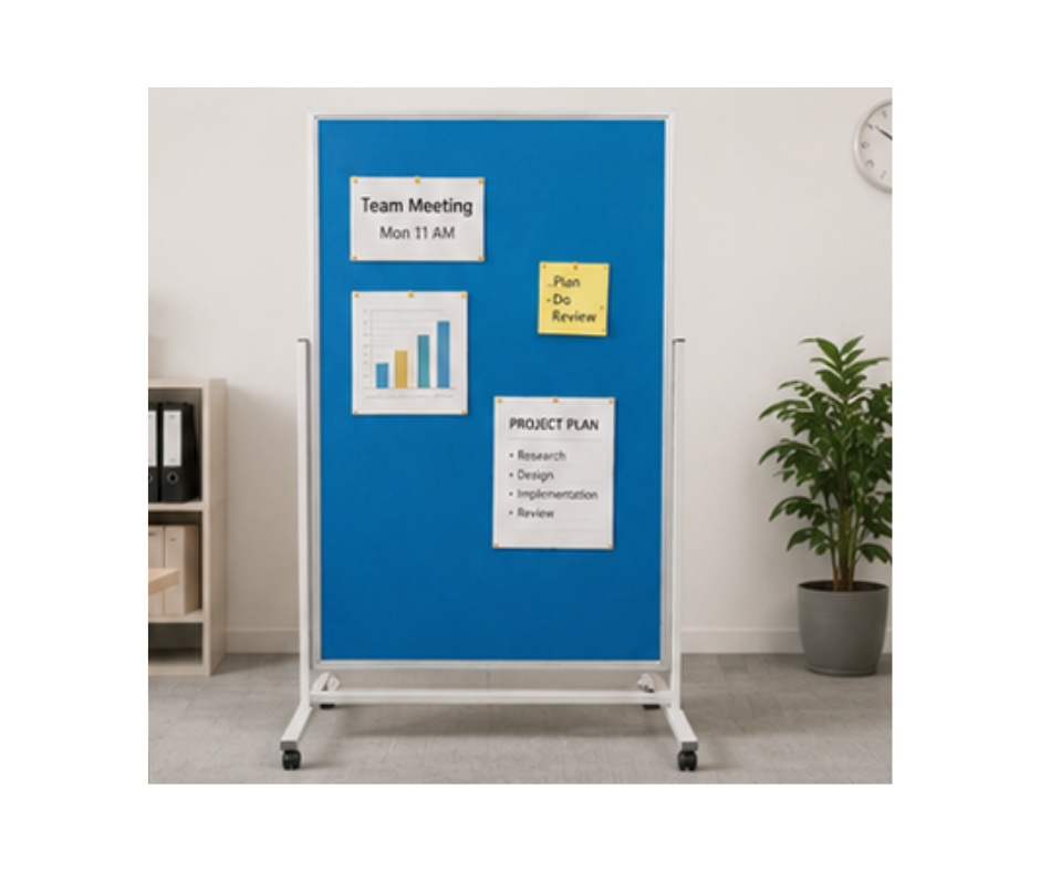 PIN BOARD W-STAND DUAL BLUE 180X100CM