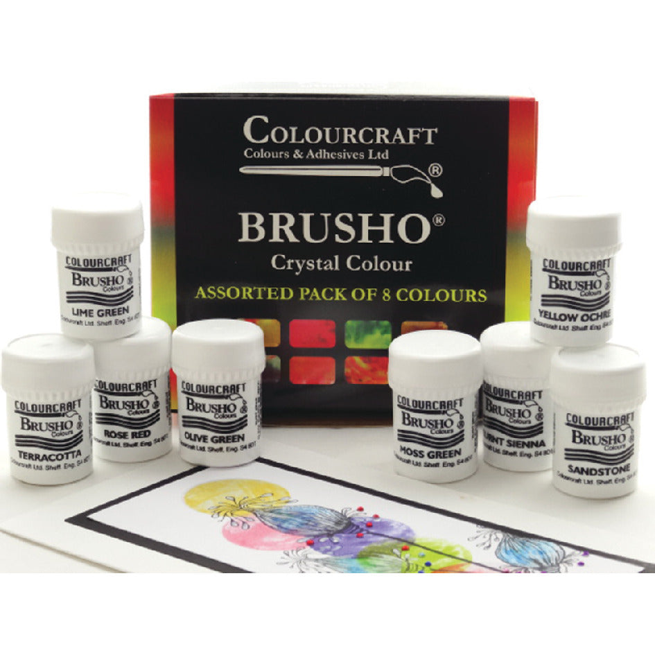 Ink Powders Brusho W/Colour 15G Pk8