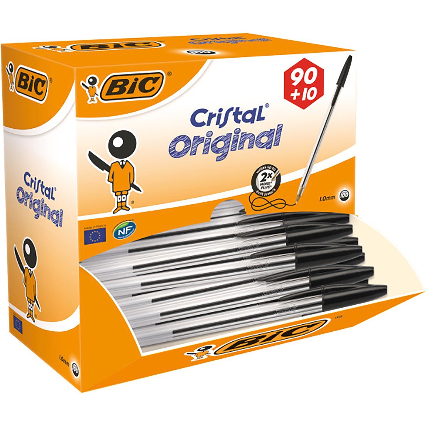 Pen Bic Cristal Medium Black Pk100