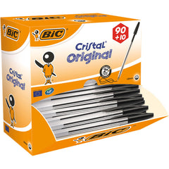 Pen Bic Cristal Medium Black Pk100