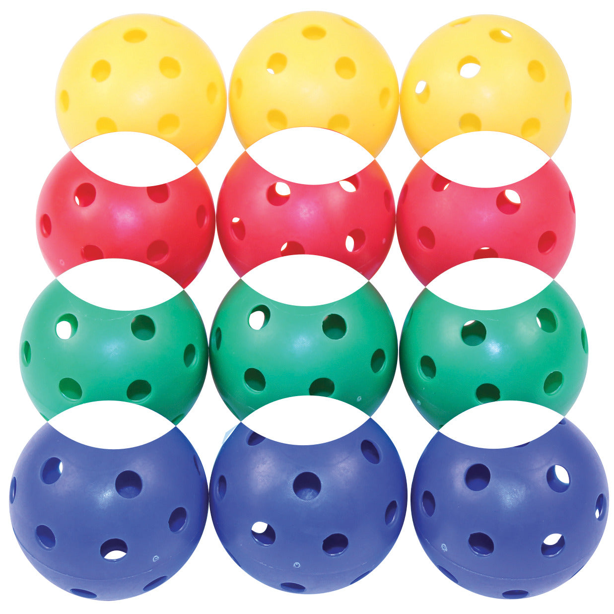 Airflow Balls - 88mm Diameter Pack of 12 Assorted Colours (3 Each Red/Blue/Green/Yellow)