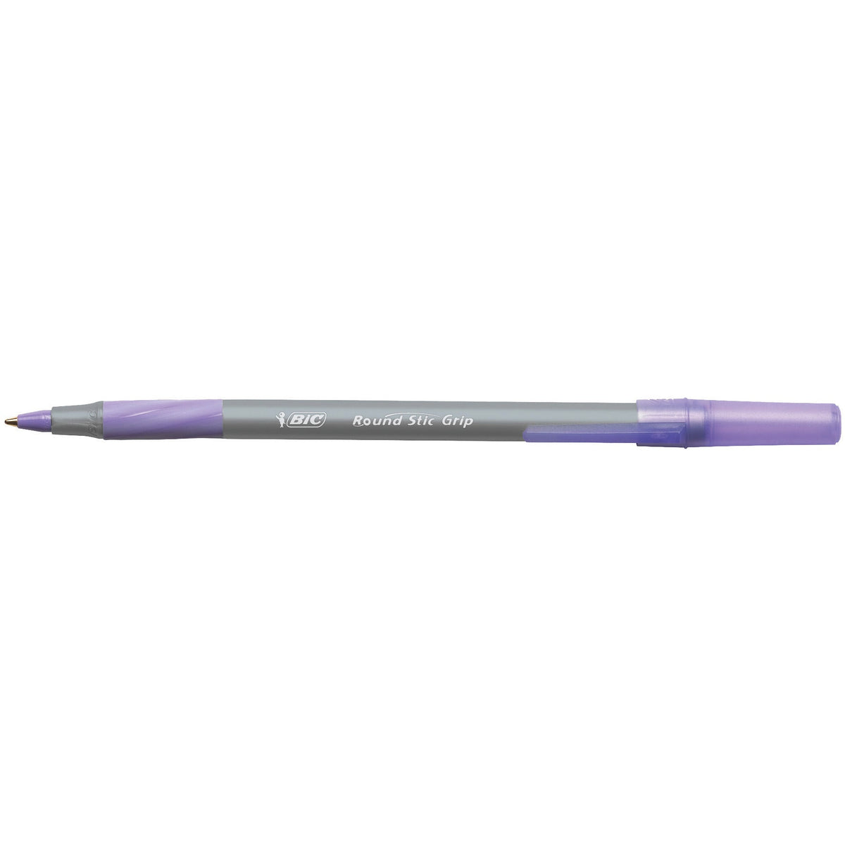 Pen Bic Rnd Stic Grip Ball Purp Pk40