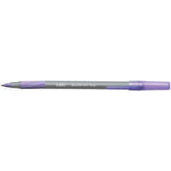 Pen Bic Rnd Stic Grip Ball Purp Pk40