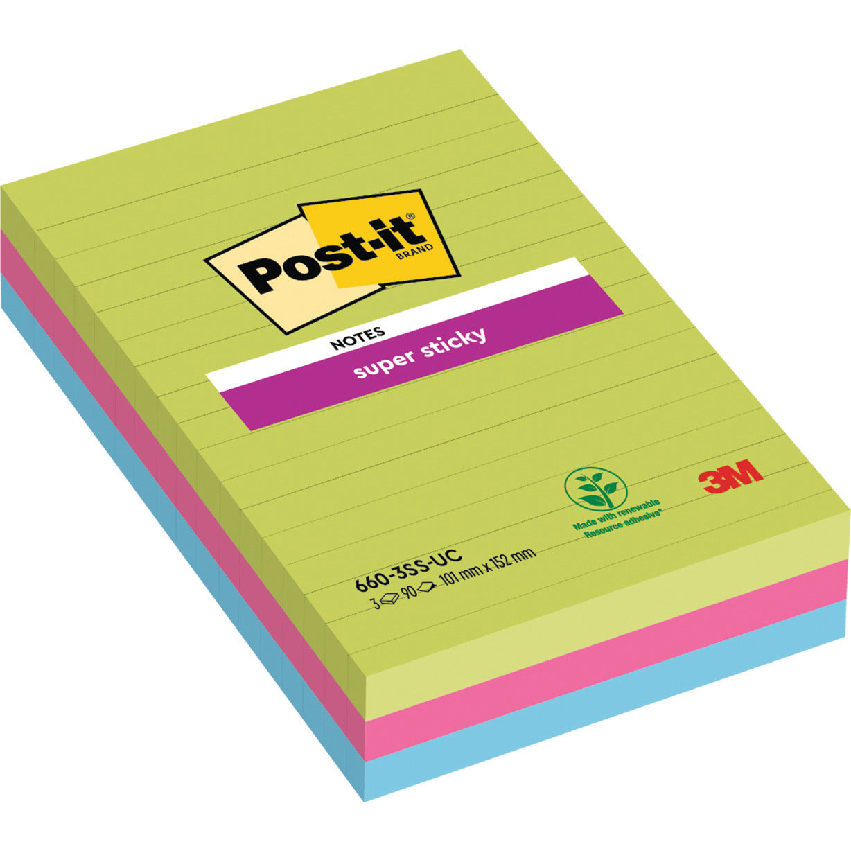 Post It Ss Ultra Lined Xxl Pk3