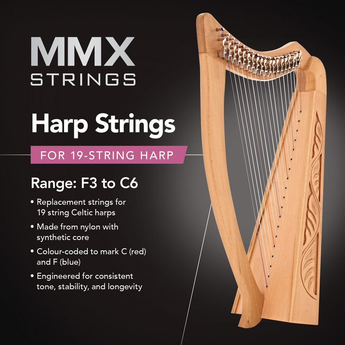MMX harp string set - 19 strings