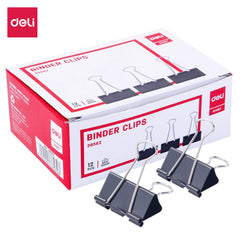 DELI E38562 Black Binder Clips 41mm (1X12)