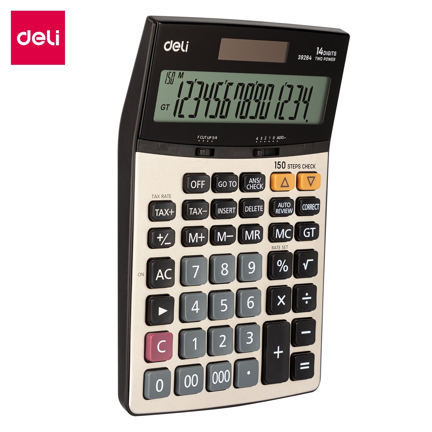 DELI E39264 Dual Power CalculatorPlastic150Steps14Digits