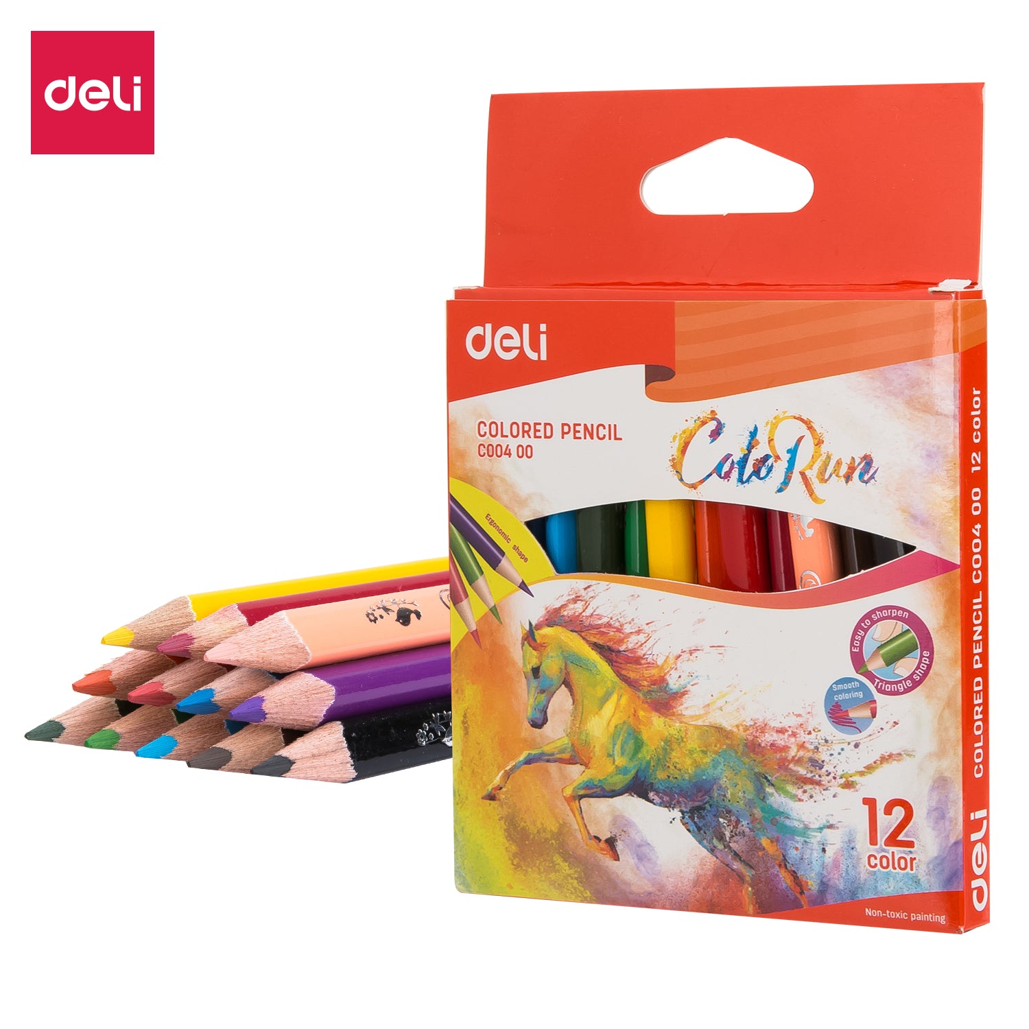 DELI MINI WOOD COLOR PENCIL 12 COLORS (120MM)
