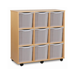 Monarch 9 quad tray storage unit (3 x 3) - Transparent