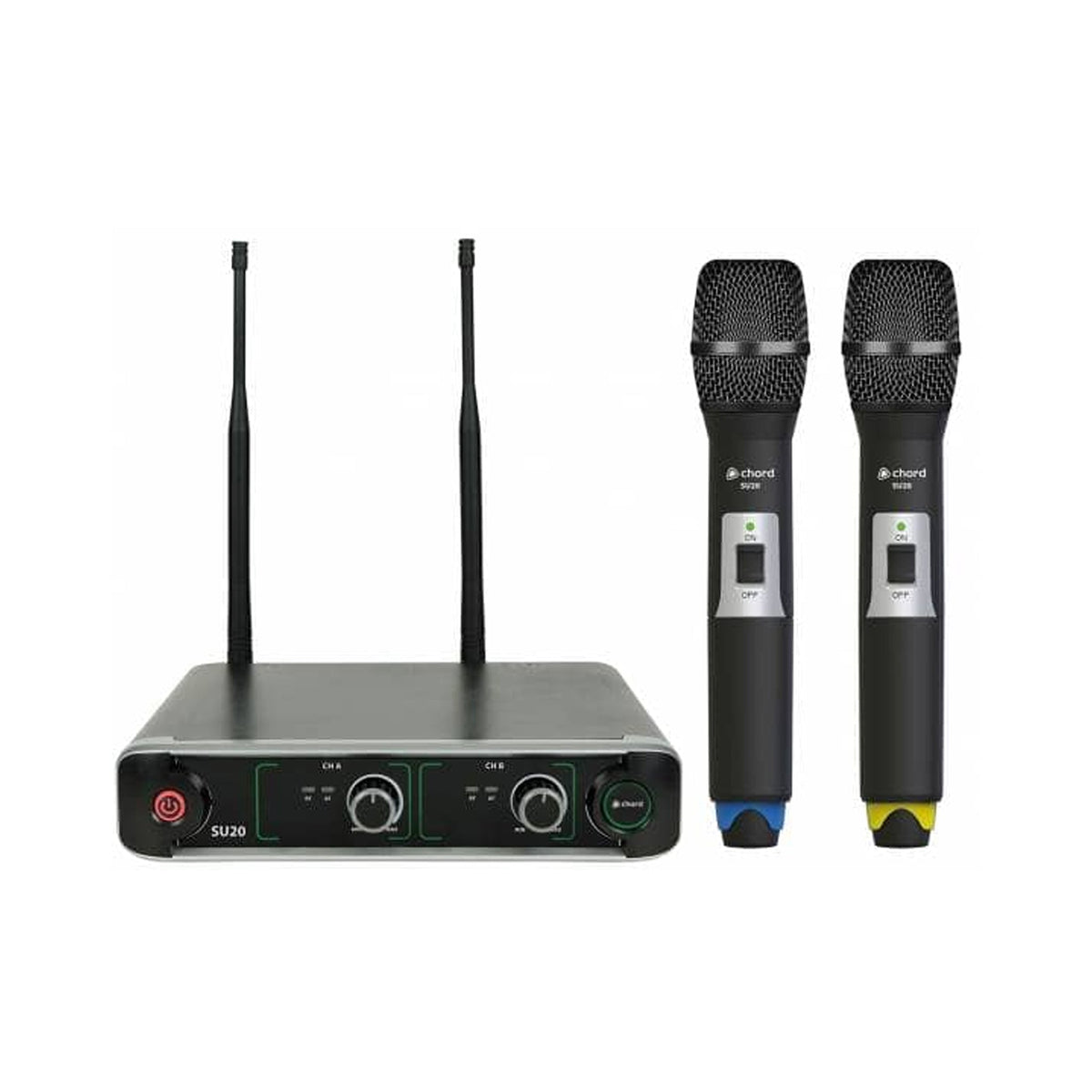 Chord SU20 2-channel wireless microphone set - 864.8MHz (Blue) + 863.1MHz (Yellow)