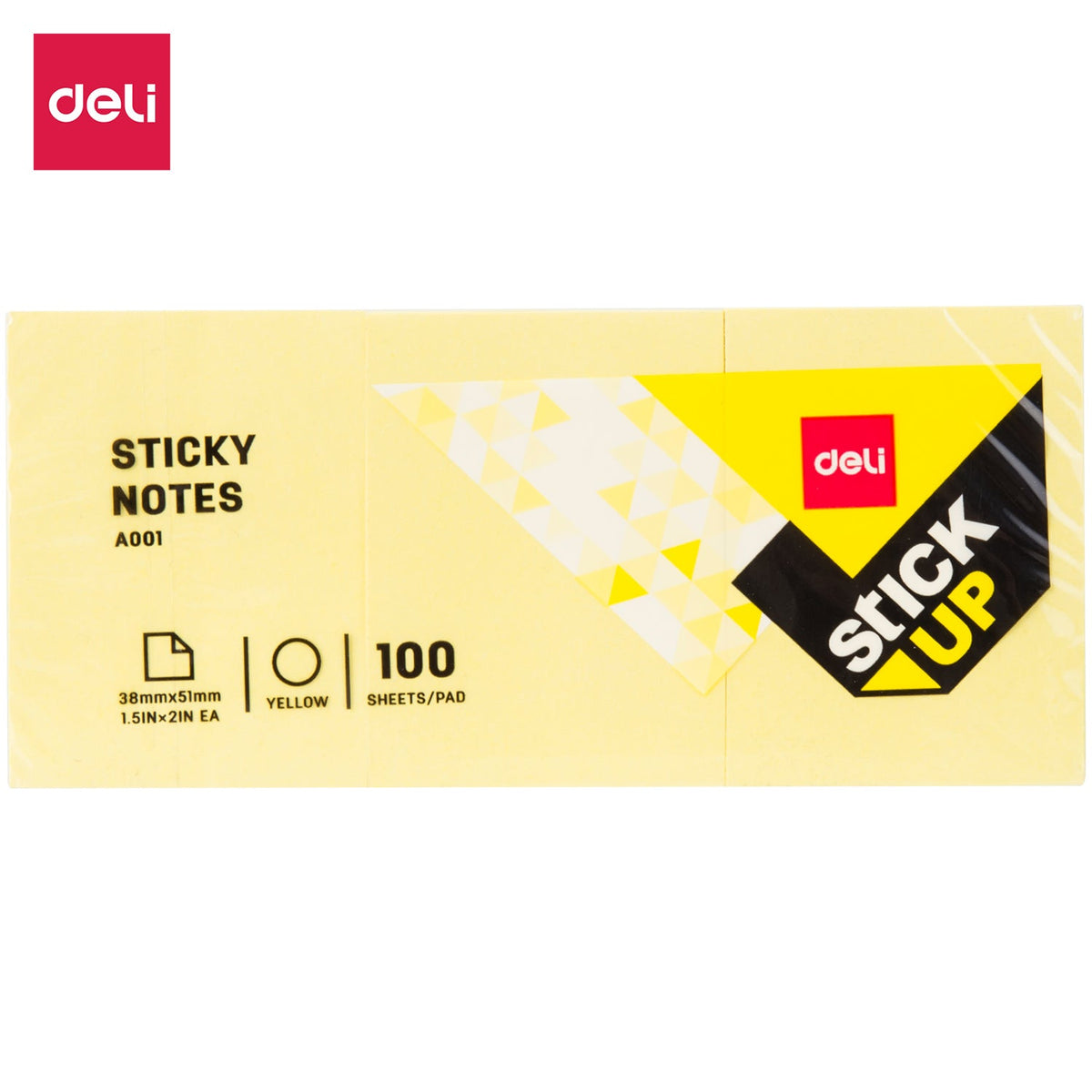 DELI EA00153Sticky Note 1.5x2 Yellow 38x51mm(3X100)(1X12