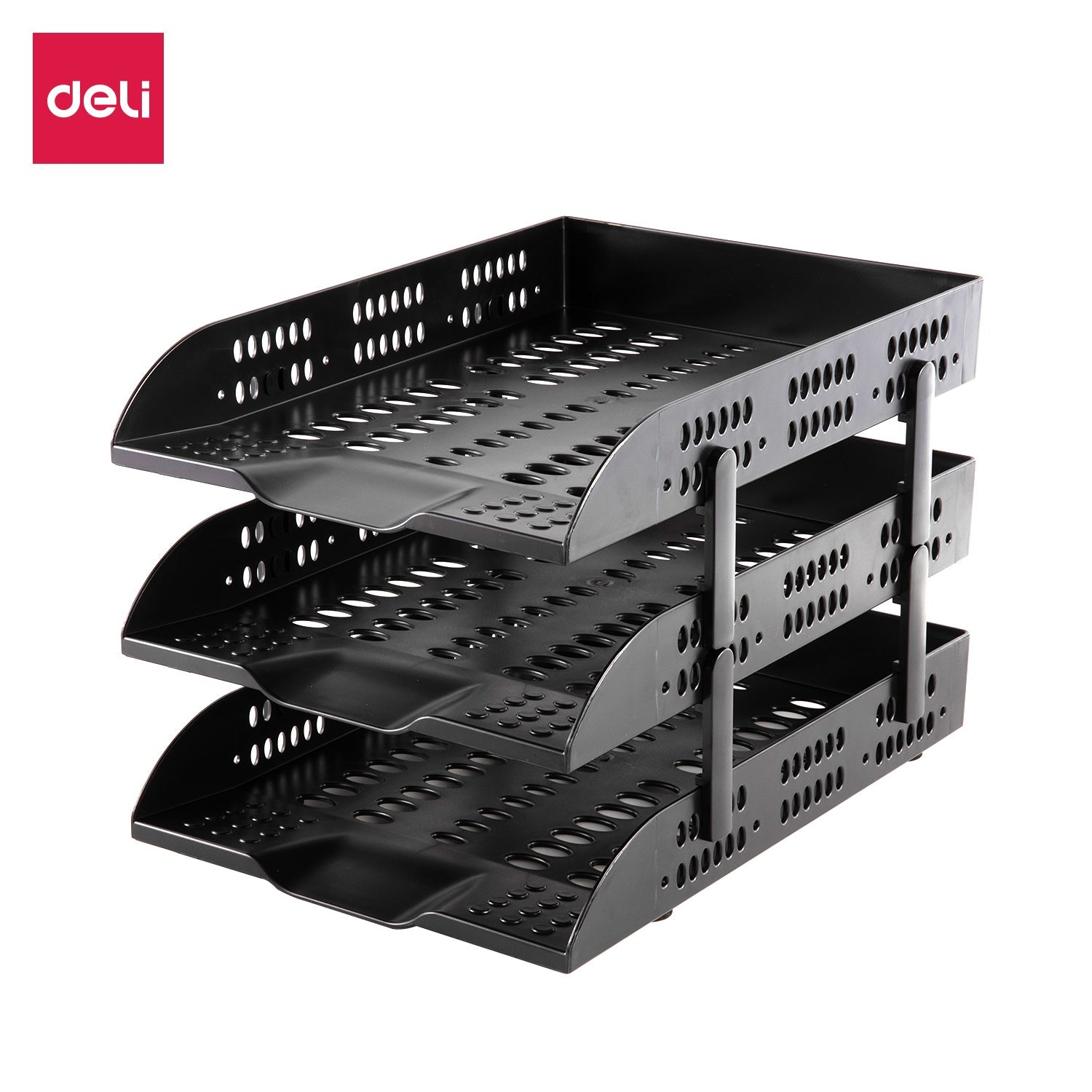 E9215BK Deli PVC 3 Tier Document Tray(Black)