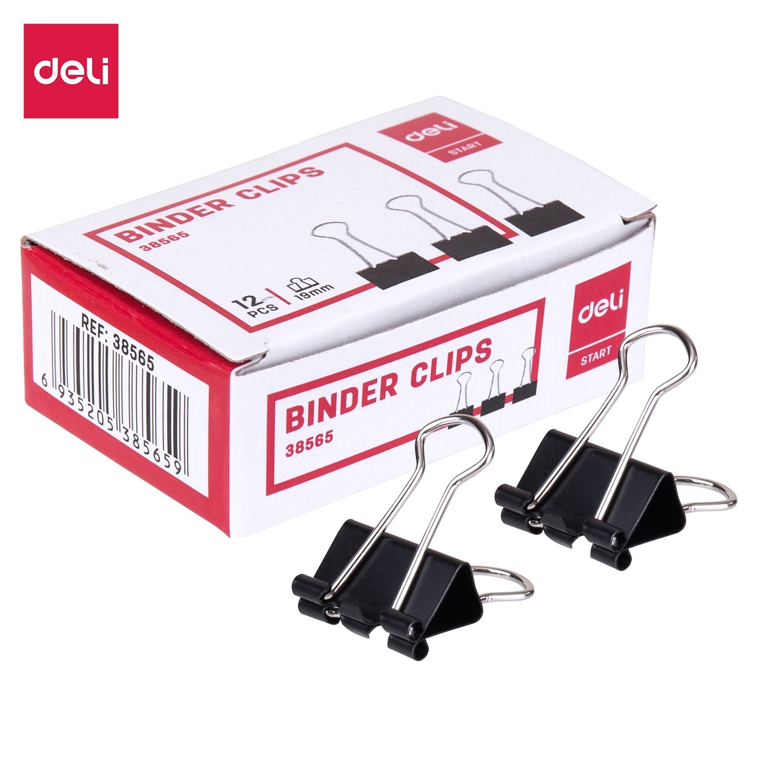 DELI E38565 Black Binder Clips 19mm (1X12)