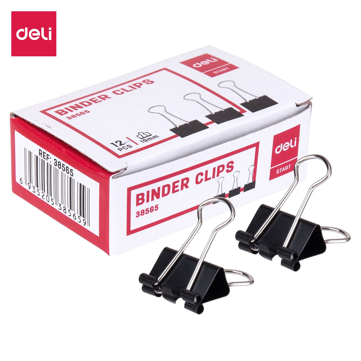 DELI E38565 Black Binder Clips 19mm (1X12)