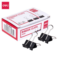 DELI E38565 Black Binder Clips 19mm (1X12)