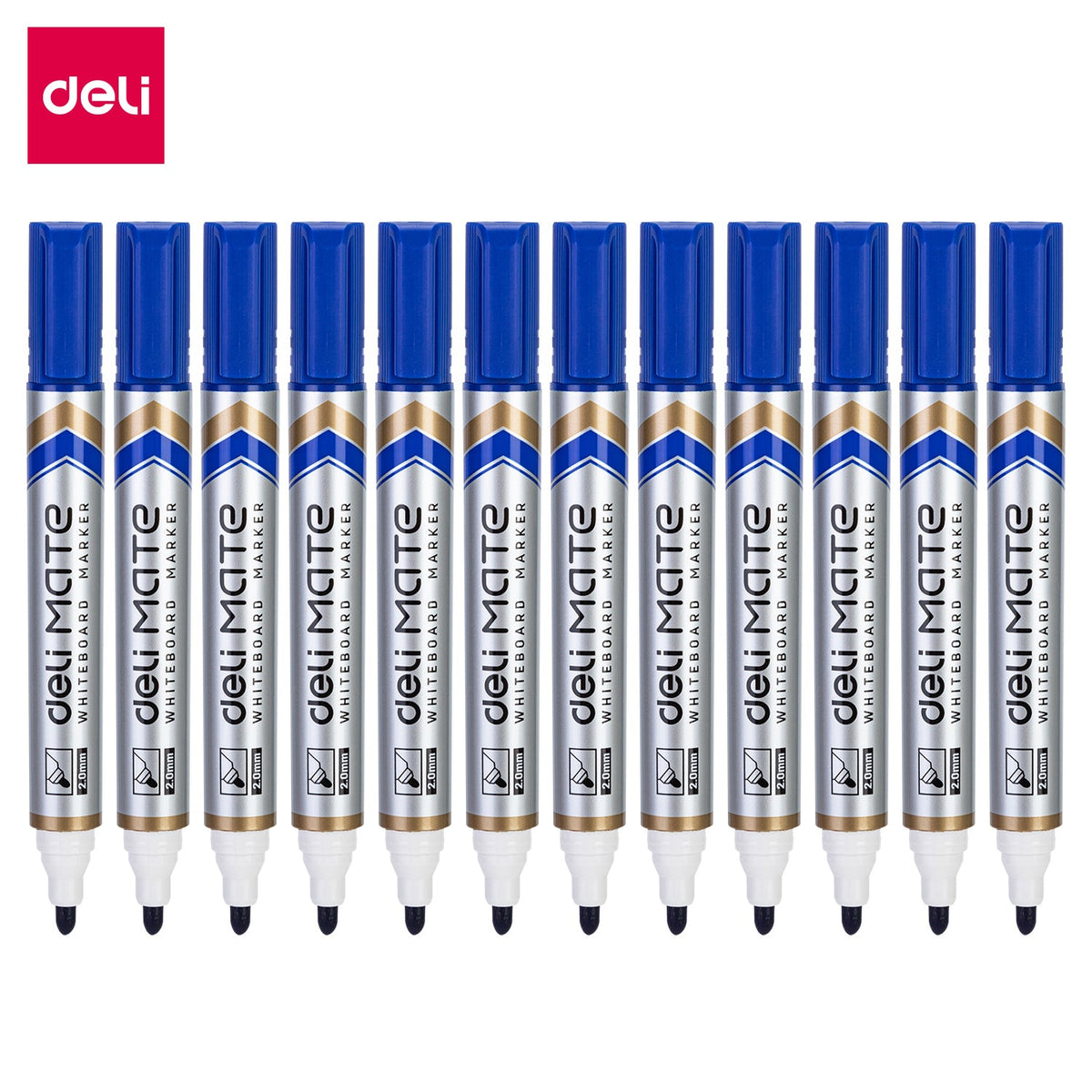 DELI EU00330BE, Refillable Dry Erase Marker Blue(1x12)