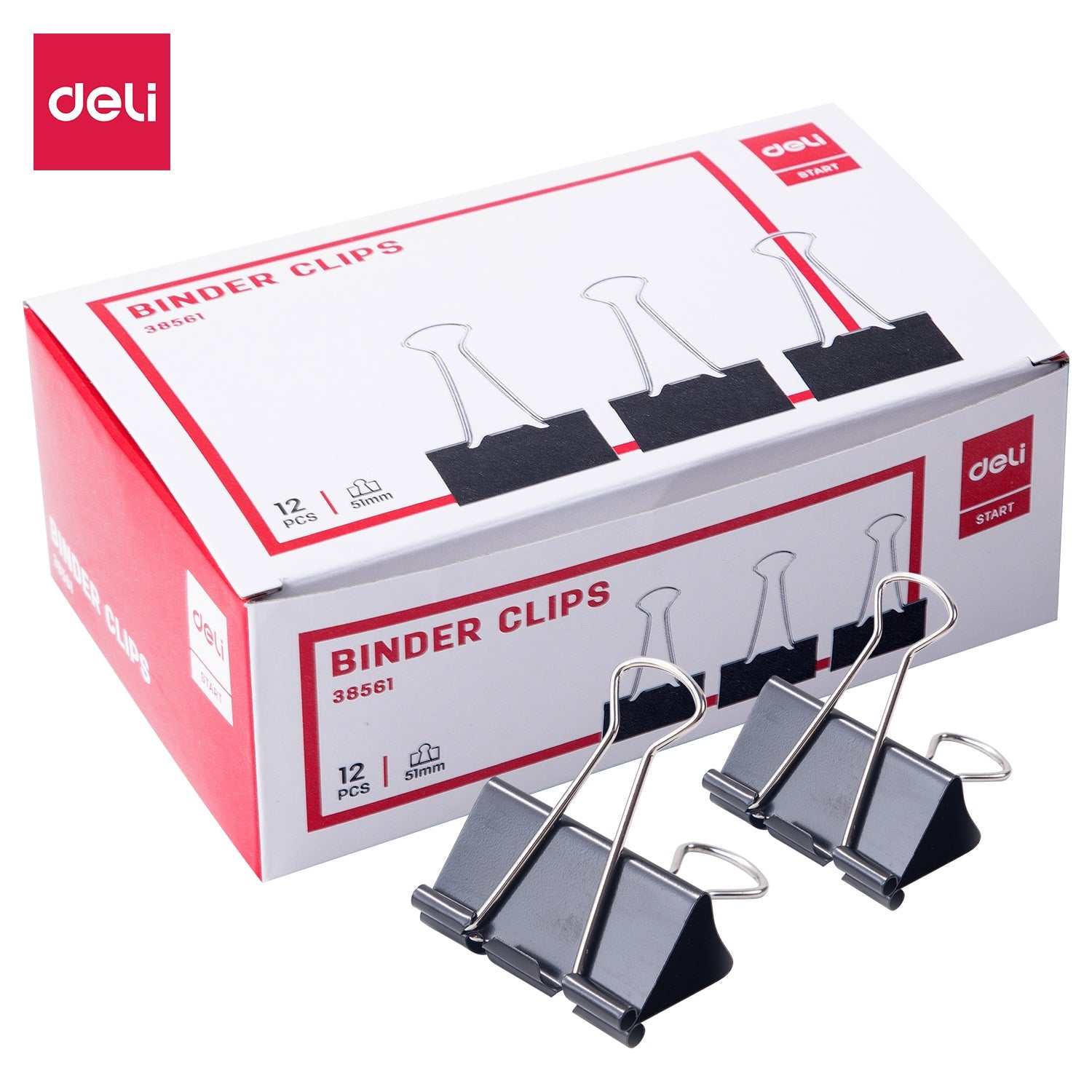 DELI E38561 Black Binder Clips 51mm (1X12)