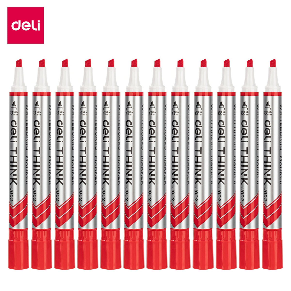 DELI EU00240 RD Dry Erase Marker Red Chisel (1x12)