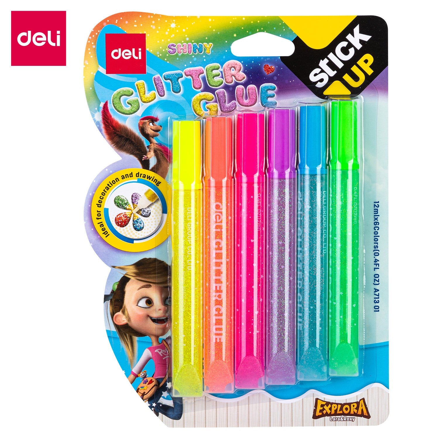 Deli EA71301 Glitter Glue 12ml(1x6)(Shiny)