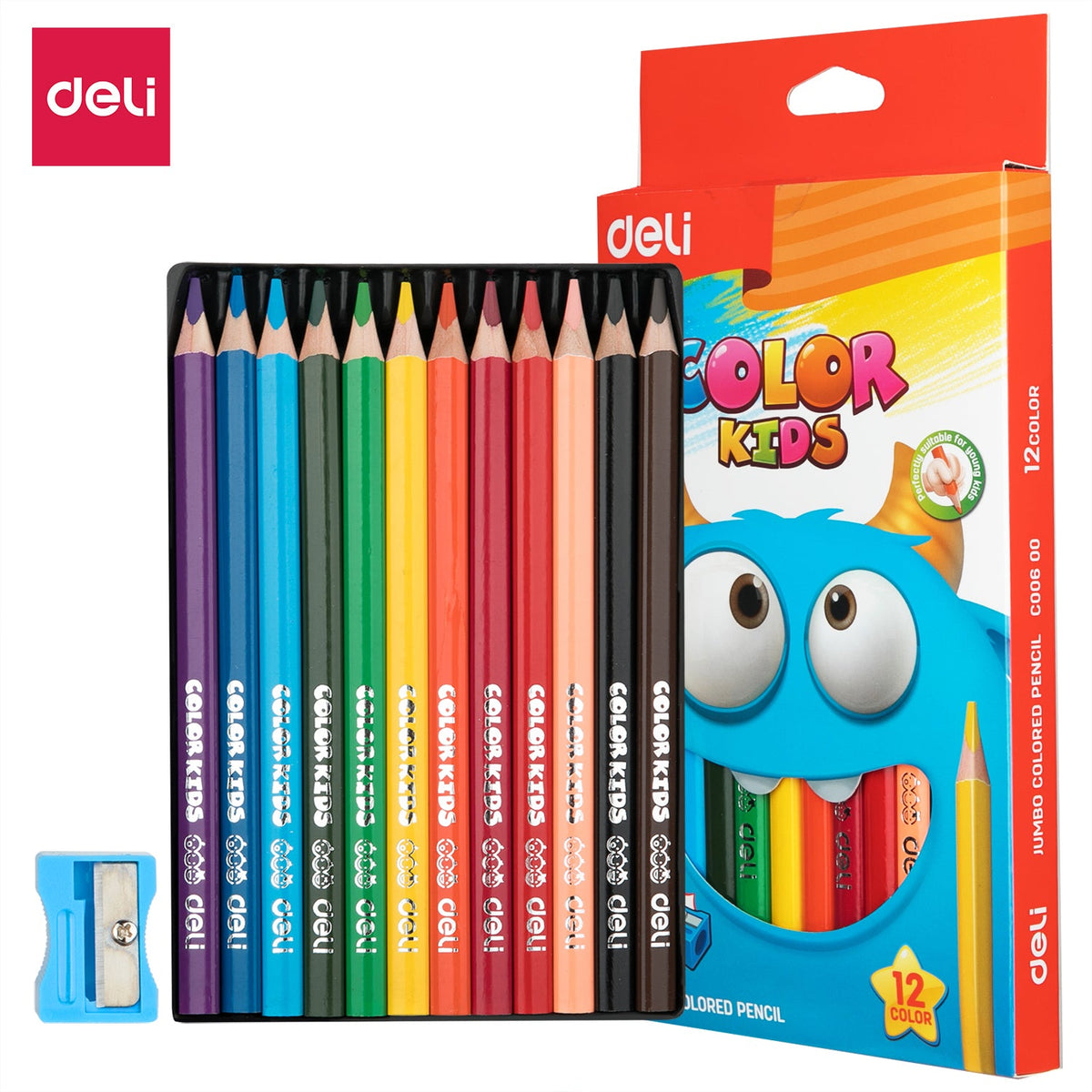 DELI EC00600 Jumbo Colored Pencil 12 Colors