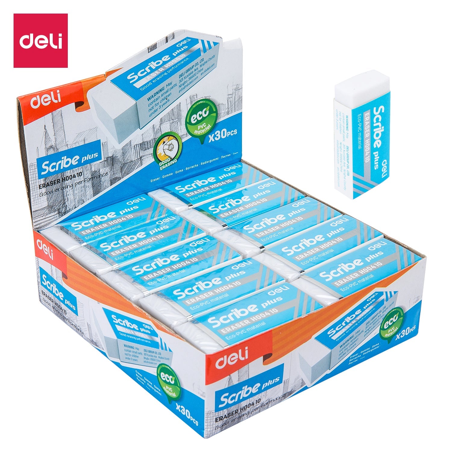 DELI ERASER WHITE (1X30)