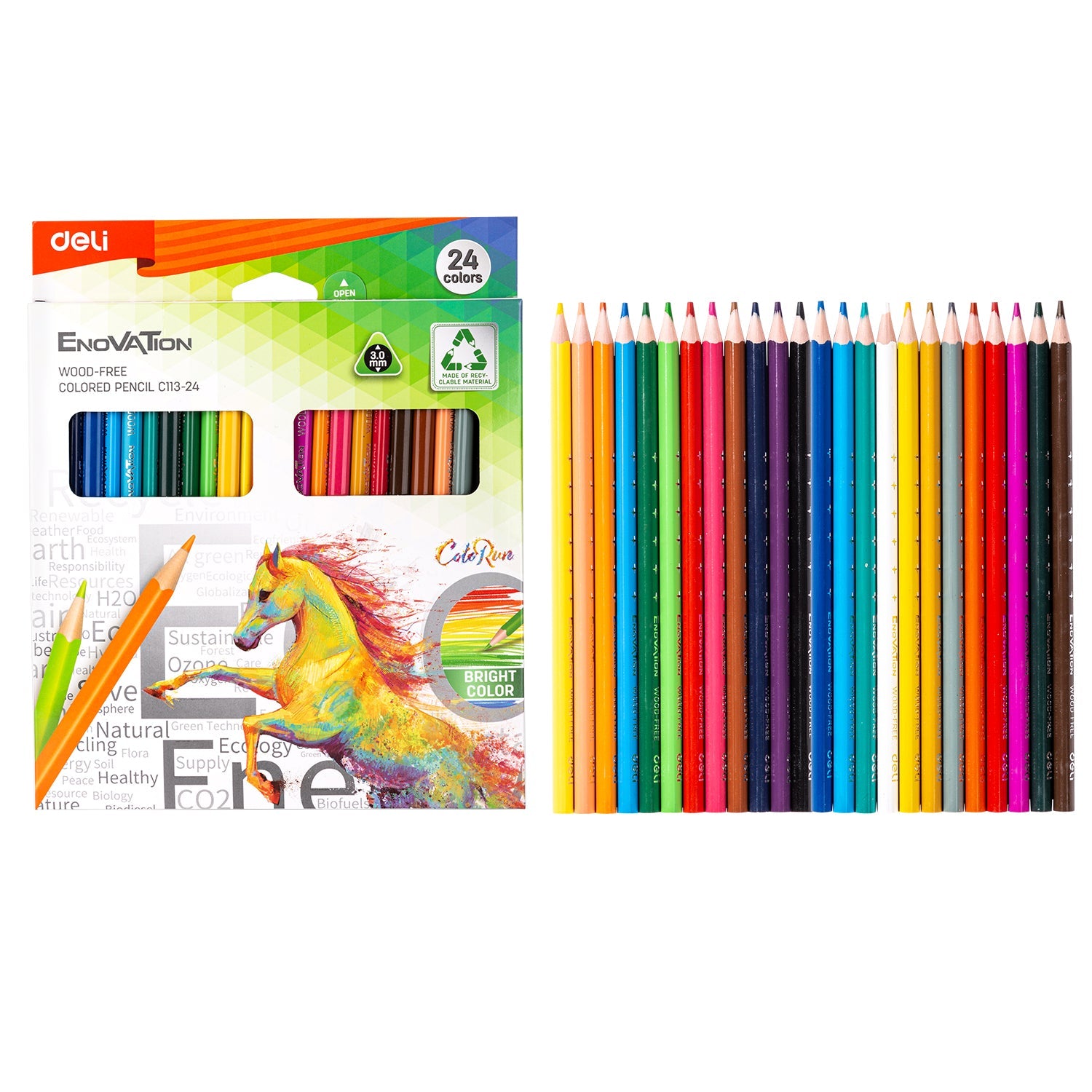 DELI ENOVATION WOOD FREE COLOR PENCIL 24 COLOR