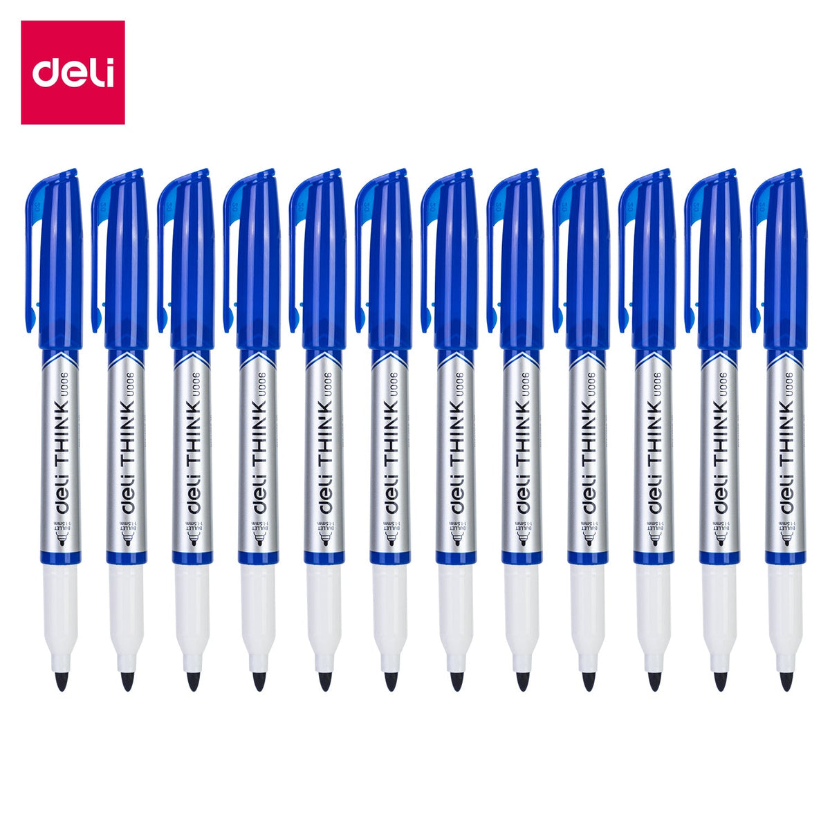 DELI EU00630 Dry Erase Marker Bullet Pen Type Bl (1x12)