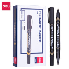 DELI EU10420  Dual Tip Permanant Black 0.5mm/1.0mm(1x12)
