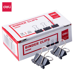 DELI E38566 Black Binder Clips 15mm (1x12)