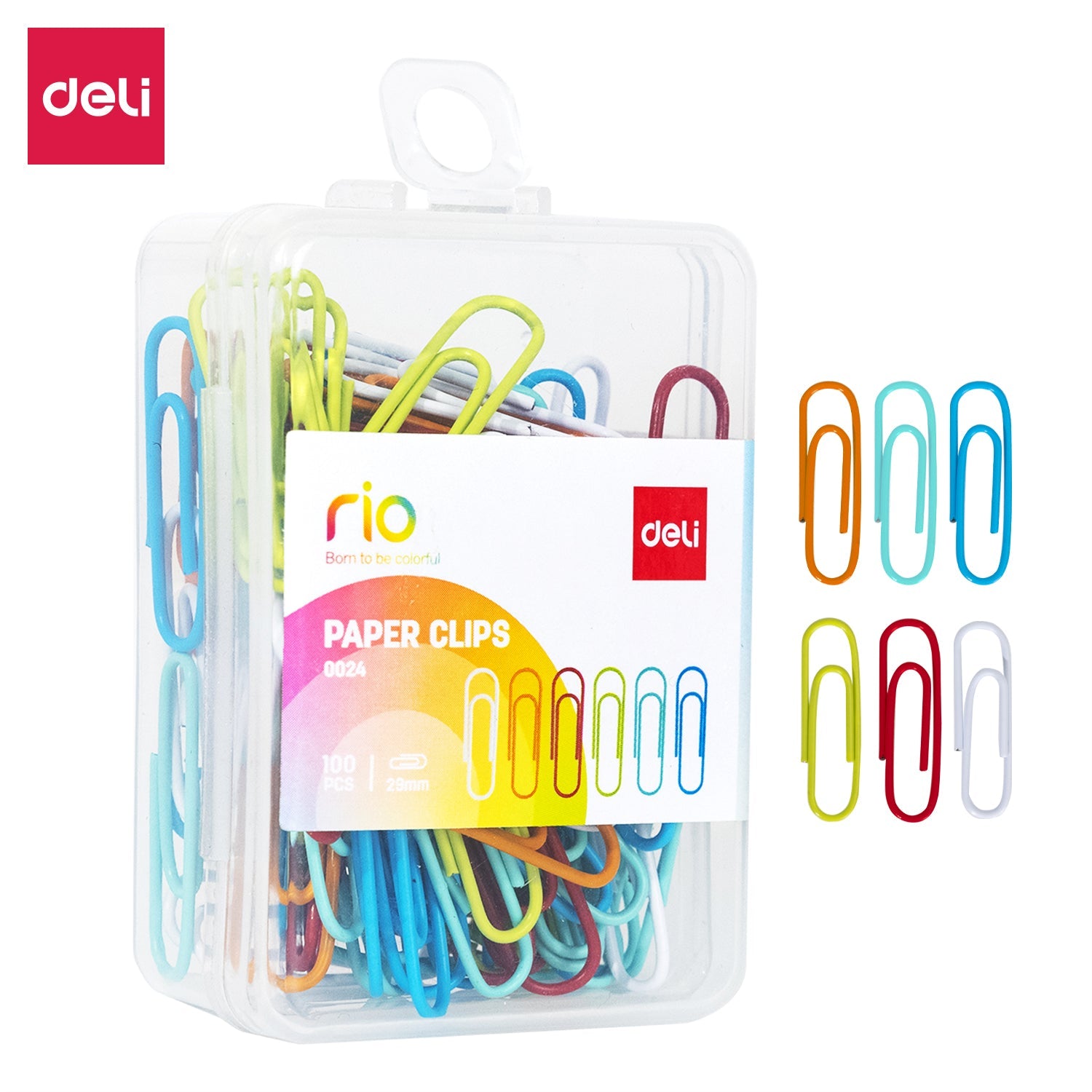 E0024 Deli Colored Paper Clips (1x100) 29mm