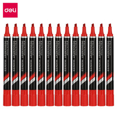 DELI EU10140 Permanent Marker Chisel Think (Red)(1x12)