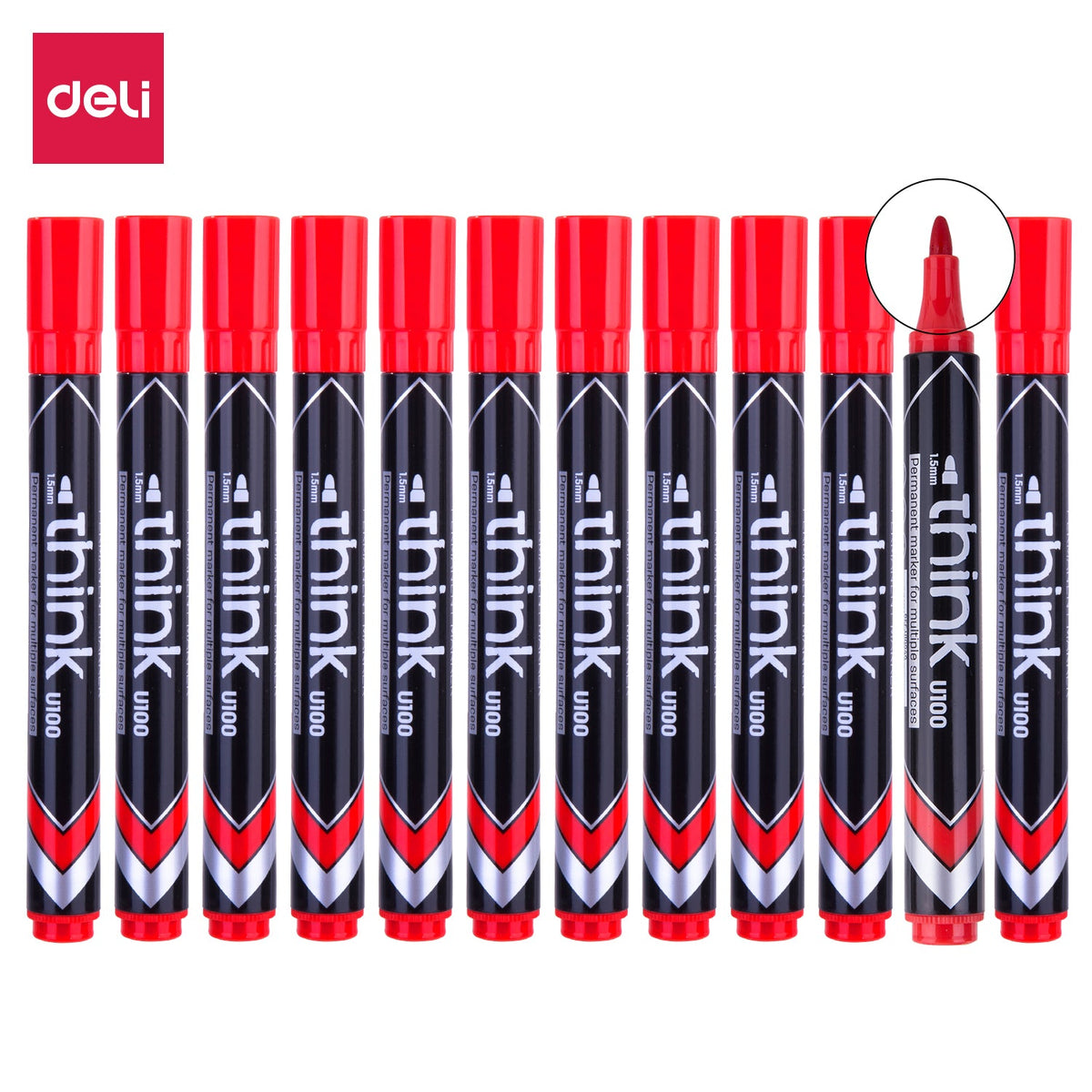 EU10040 Permanent Marker Bullet Red(1x12)Deli