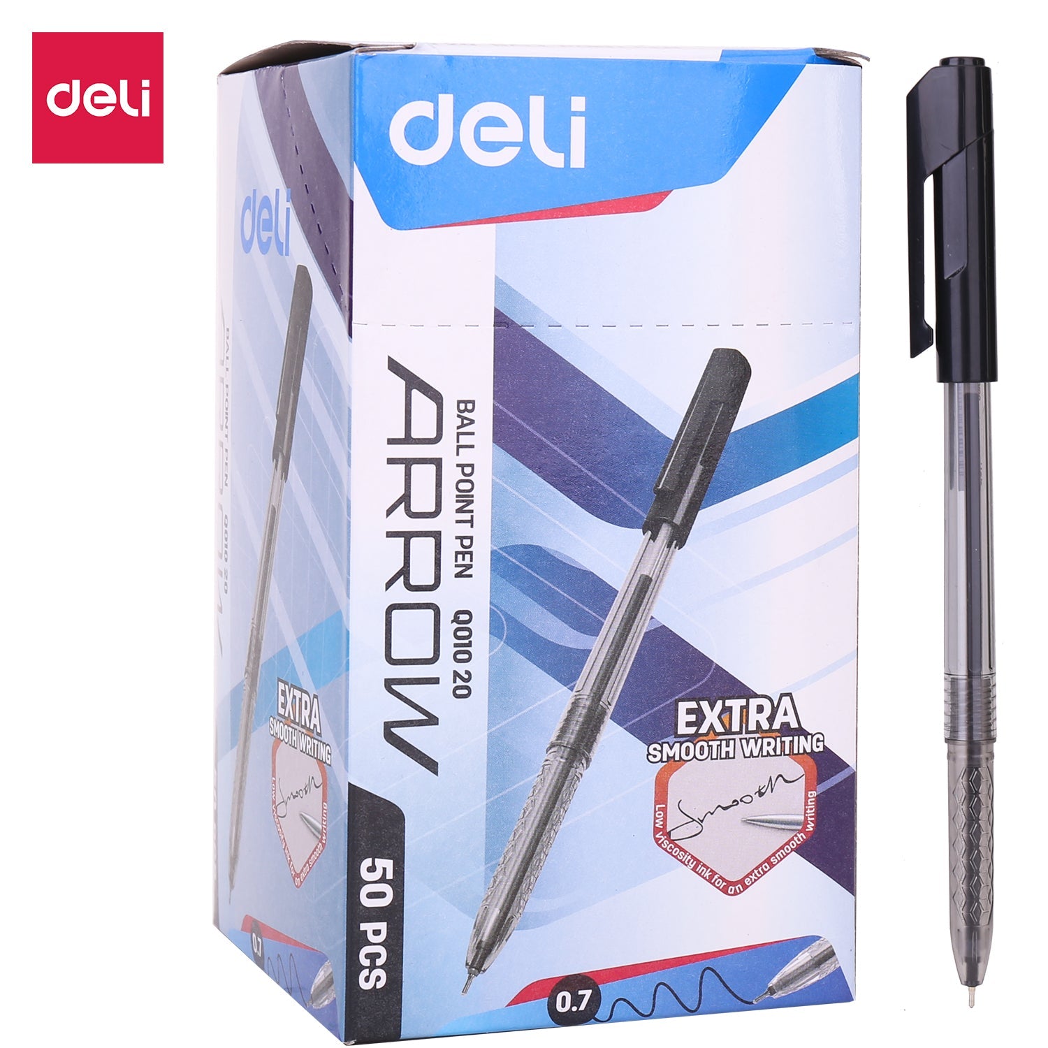 DELI EQ01020 Smooth Ball Point Pen .7mm BK(1X50)