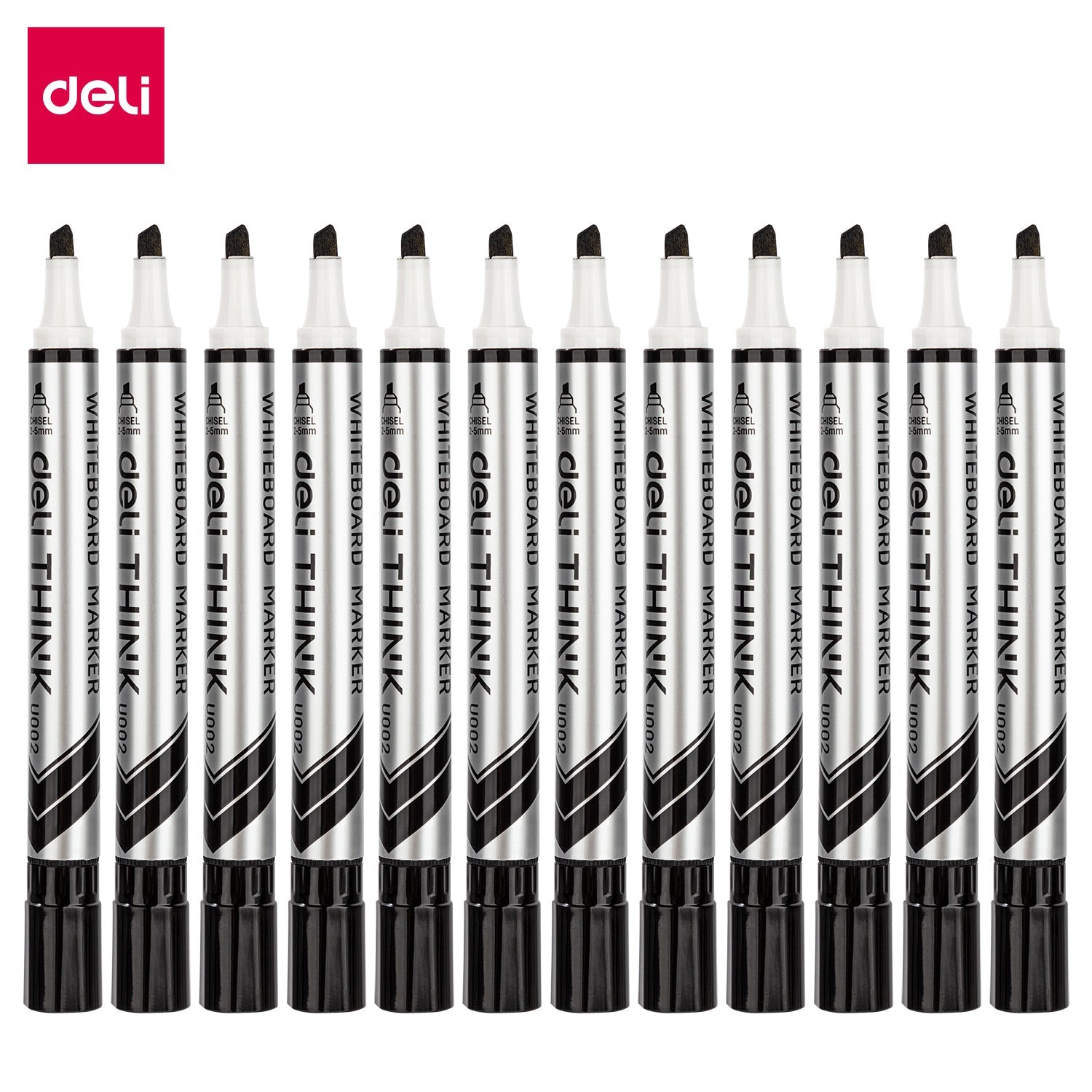 DELI EU00220 BK Dry Erase Marker Black Chisel (1x12)