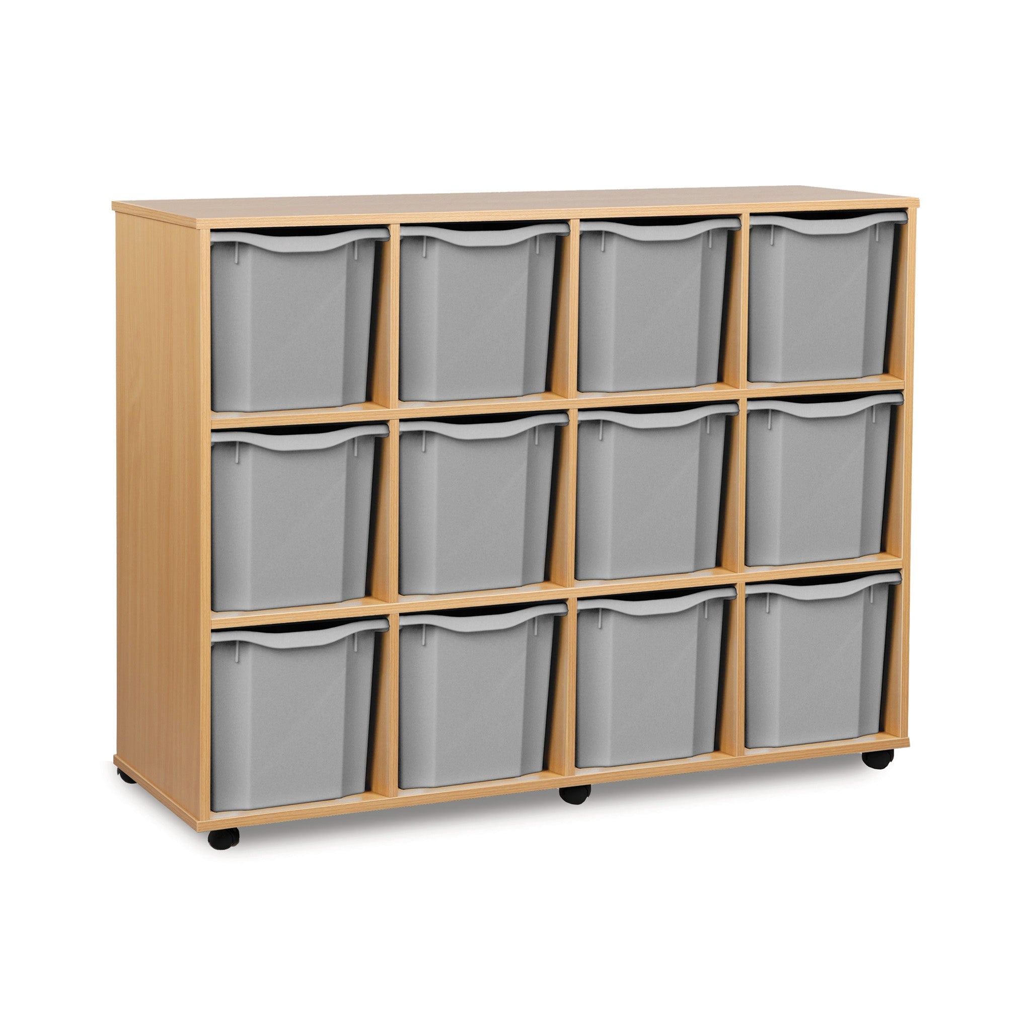 Monarch 12 quad tray storage unit (4 x 3) - Light grey
