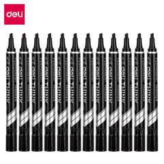 DELI EU10120 Permanent Marker Think (Black)Chisel (1x12)