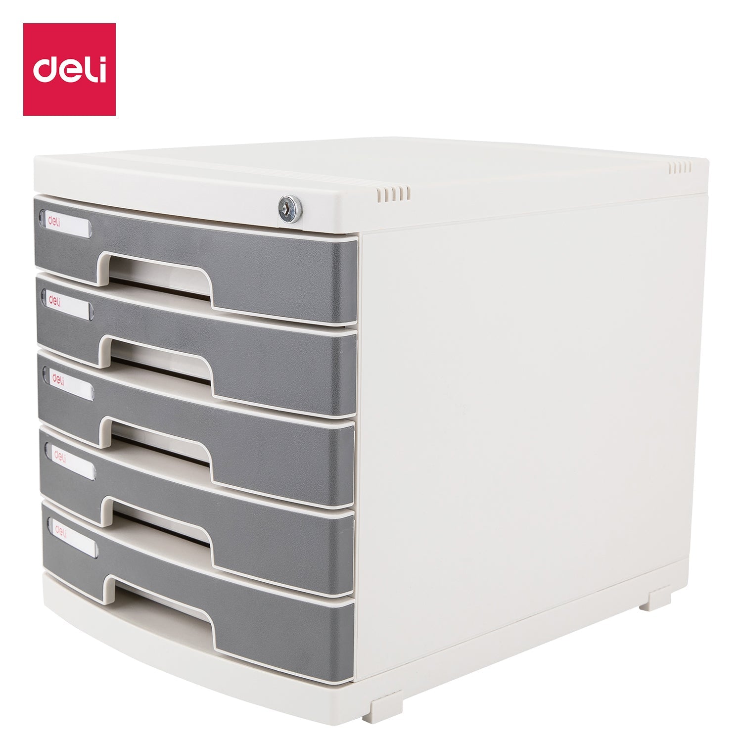 E8855, 5-Drawer Cabinet With Lock  (Pale Grey) Deli