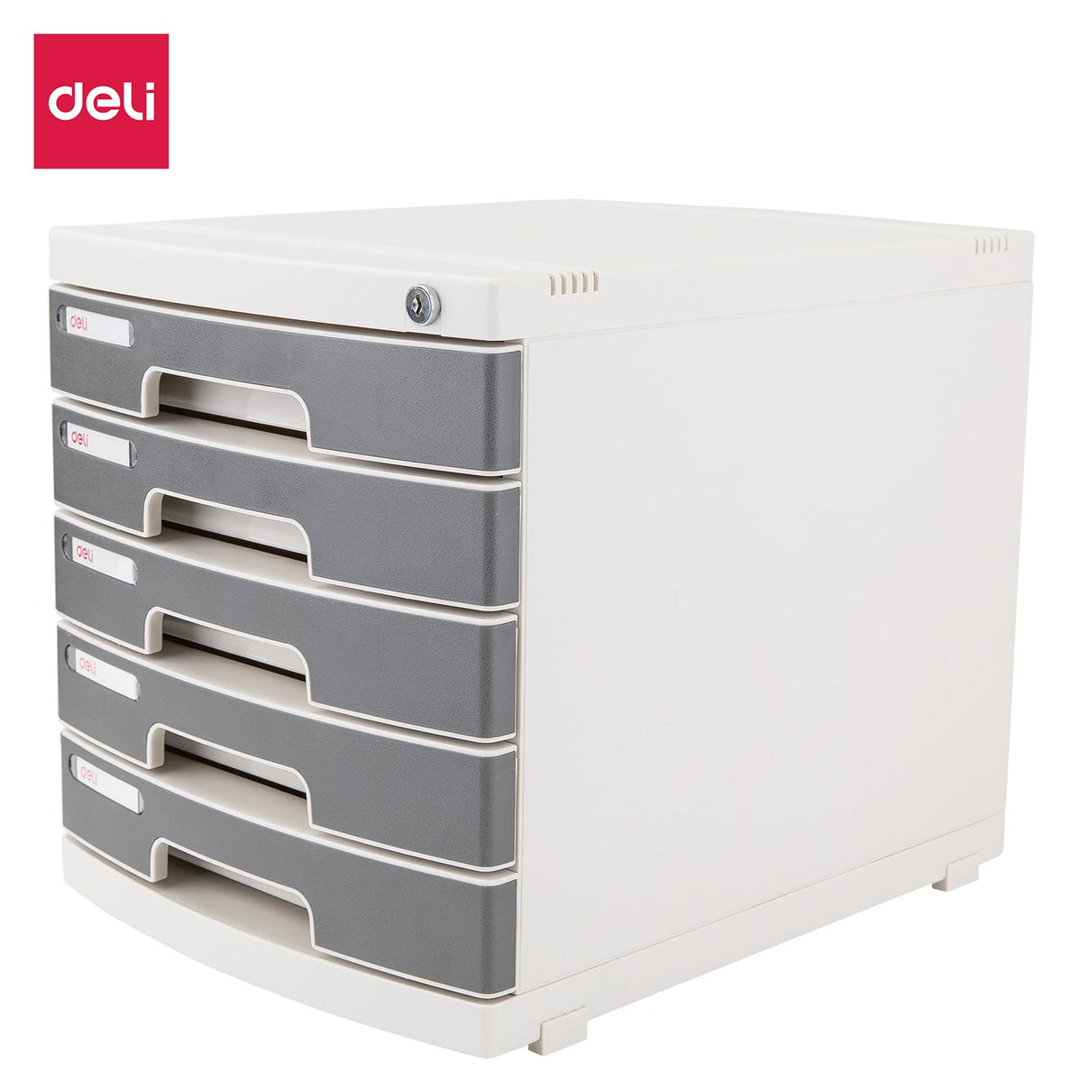 E8855, 5-Drawer Cabinet With Lock  (Pale Grey) Deli