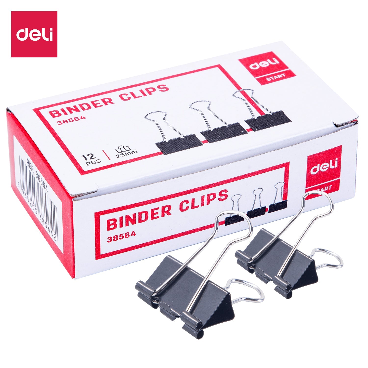 DELI E38564 Black Binder Clips 25mm (1X12)