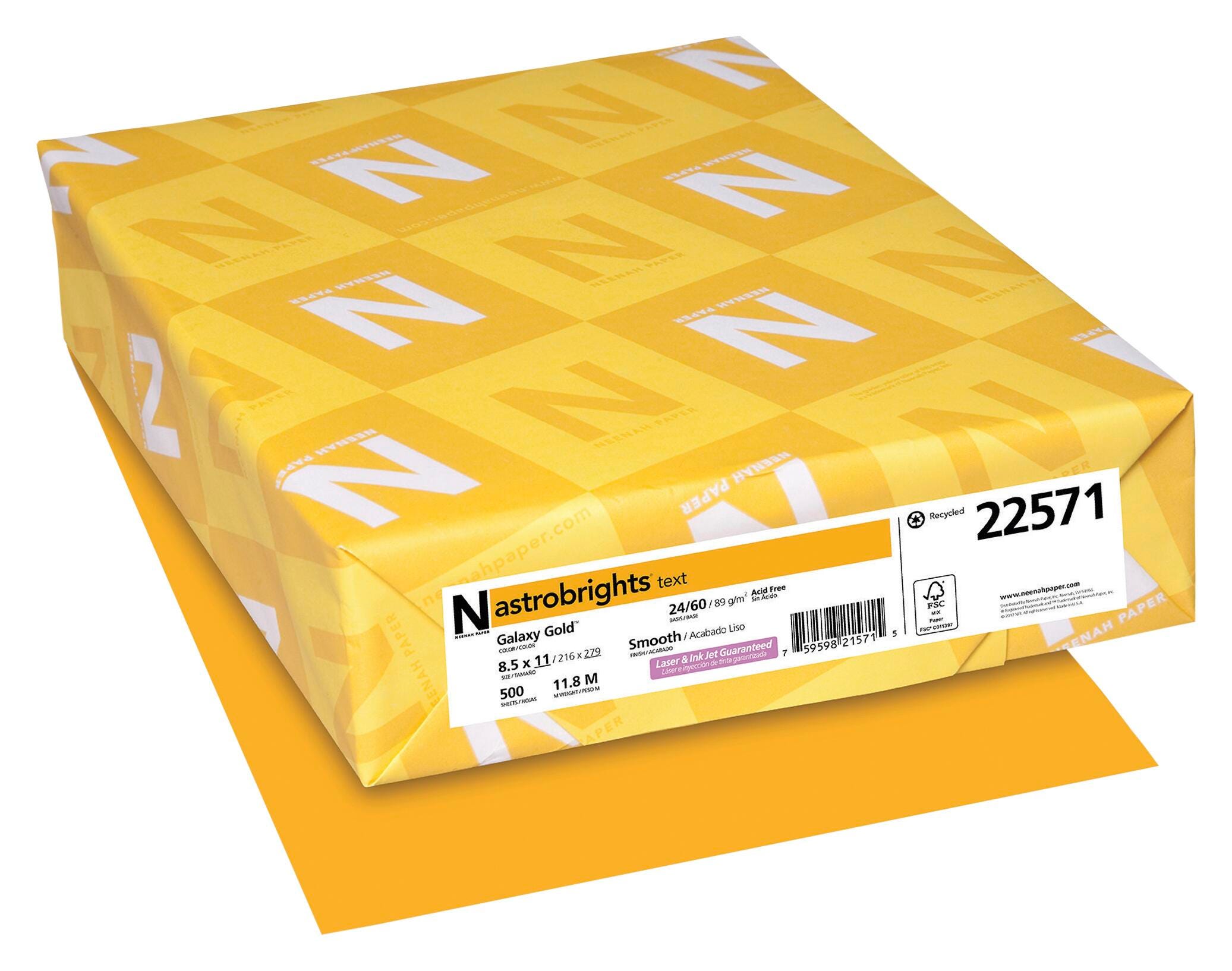 COLOR PAPER 8.5X11 24 LB PACK OF 500 GALAXY GOLD