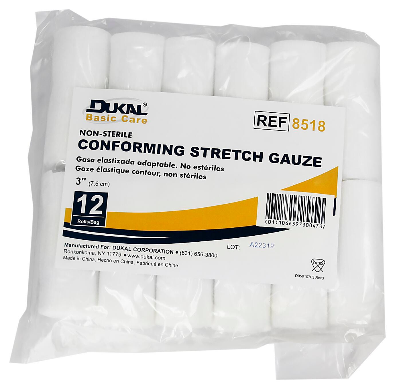 GAUZE - ROLLED NON-STERILE 3IN GAUZE - PACK OF 12