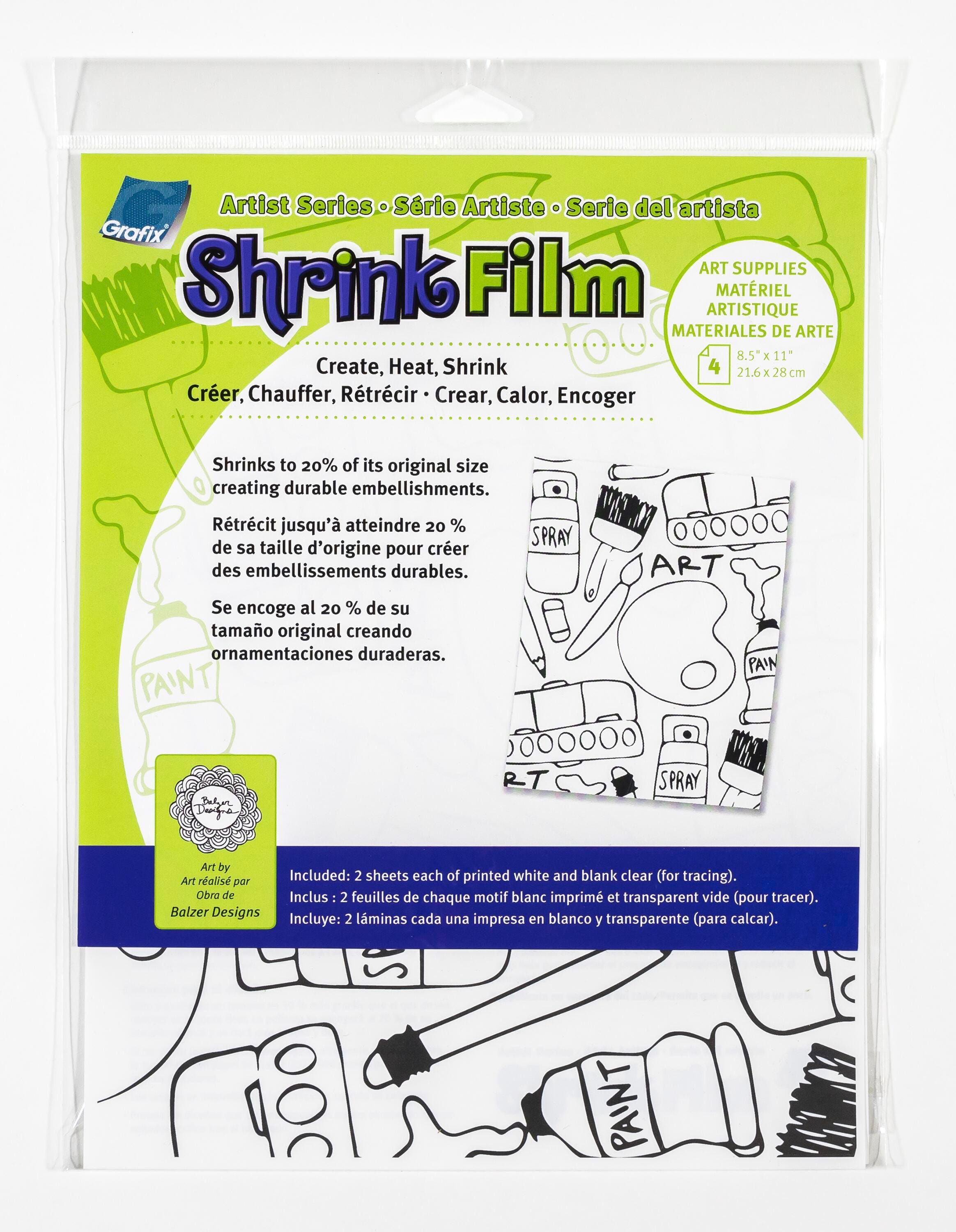 SHRINK FILM GRAFIX 8.5X11 IN CLEAR SET OF 4